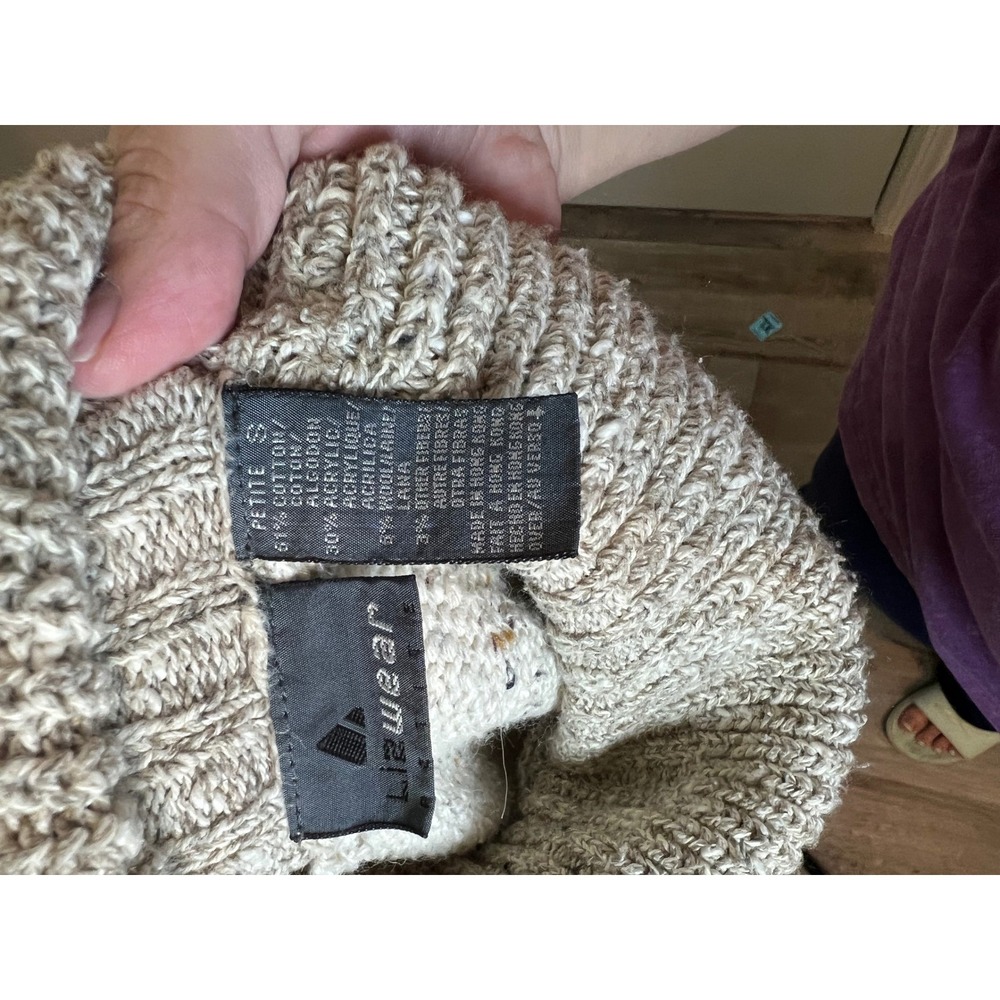 Vintage Lizwear Petite Chunky Knit‎ Colorblock Speckled Turtleneck Sweater S - Picture 4 of 4